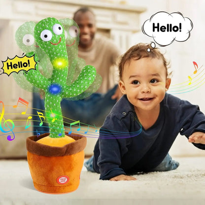 Dancing Talking Cactus Toy for Kids – USB Rechargeable Musical Plush Toy That Repeats, Sings, Lights Up & Dances – Educational Baby Toy for Boys & Girls (18+ Months)