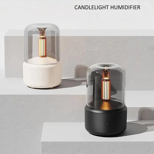 Candle Light Humidifier & Aroma Diffuser – 120ml Ultrasonic Cool Mist with LED Night Light for Home, Car & Office