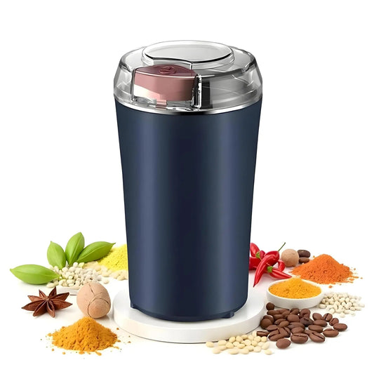 Portable Electric Coffee Grinder Spice & Coffee Bean Grinder | Stainless Steel 4 Blade Mixer Grinder for Masala & Herb Push Button Control Durable Grinding Machine for Dry Item