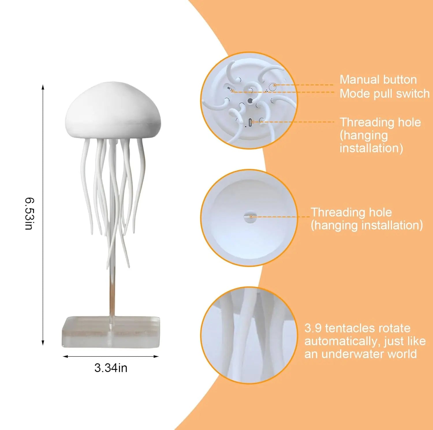 Jellyfish LED Night Light for Kids – 7-Color Changing Baby Room Lamp with Hanging & Base | Nursery Décor, Aesthetic Ocean-Themed Gift for Boys & Girls